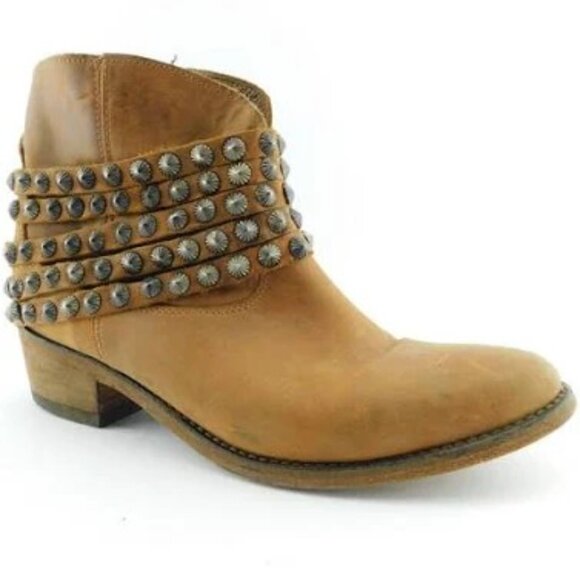 Steven by Steve Madden Women's 9.5 Brown Leather Janne Studded Ankle Booties - Picture 1 of 10